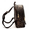 LE1062W-BROWN LEOPARD PU LEATHER MEDIUM BACKPACK WITH MATCHING WALLET